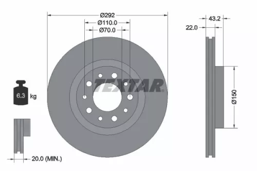 2x Textar Rear Vented Brake Discs Pair For Alfa Romeo 159 Brera Spider
