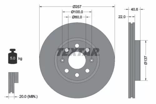 2x Textar Front Vented Brake Discs Pair For Fiat German E Cars Opel Vauxhall Ada