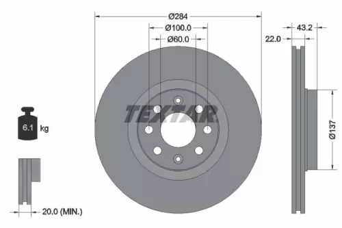 2x Textar Front Vented Brake Discs Pair For Fiat Opel Vauxhall Adam Corsa Corsav