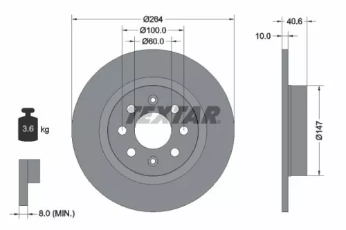 2x Textar Rear Solid Brake Discs Pair For Abarth Fiat Opel Vauxhall Adam Corsa C