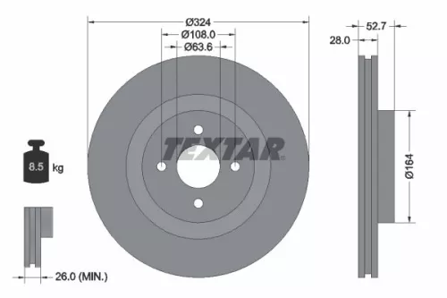 2x Textar Front Vented Brake Discs Pair For Ford Focus