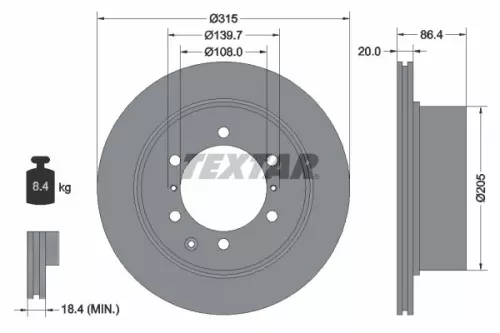 2x Textar Rear Vented Brake Discs Pair For Hyundai Hyundai (Huatai) Landwind (Jm