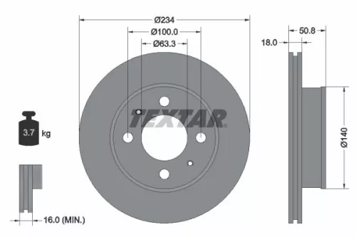2x Textar Front Vented Brake Discs Pair For Dodge Hyundai Inokom Atos Atos Prima