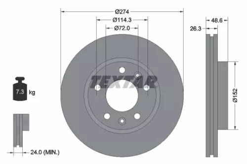 2x Textar Front Vented Brake Discs Pair For Kia Naza Carnival Ria