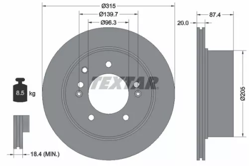 2x Textar Rear Vented Brake Discs Pair For Kia Sorento
