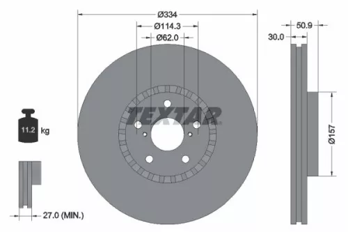 Textar Single Front Right Vented Brake Disc For Lexus Gs Is Is C Rc                