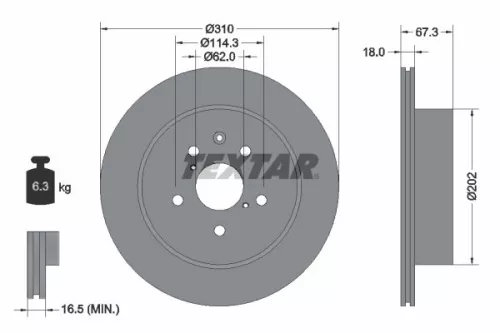 2x Textar Rear Vented Brake Discs Pair For Lexus Toyota Toyota (Faw) Crown Crown