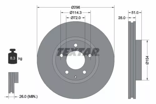 2x Textar Front Vented Brake Discs Pair For Mazda Mpv