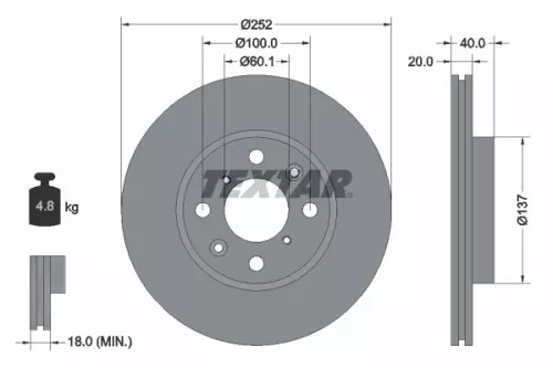 2x Textar Front Vented Brake Discs Pair For German E Cars Opel Suzuki Vauxhall A