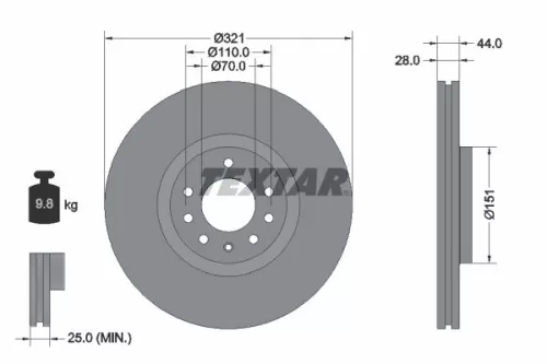 2x Textar Front Vented Brake Discs Pair For Hsv Opel Vauxhall Astra Vxr Zafira Z