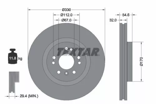 2x Textar Front Vented Brake Discs Pair For Mercedes M-class R-class