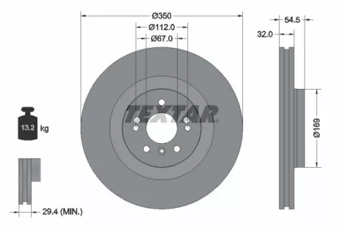 2x Textar Front Vented Brake Discs Pair For Mercedes Gl-class M-class R-class