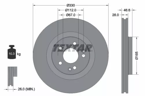 2x Textar Front Vented Brake Discs Pair For Mercedes C-class Clc-class Clk