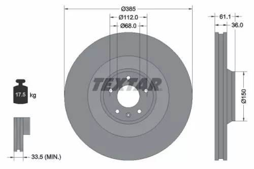 2x Textar Front Vented Brake Discs Pair For Audi A6
