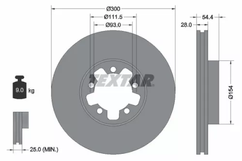 2x Textar Front Vented Brake Discs Pair For Ford Ford (Jmc) Ford Australia Jmc F