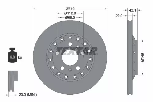 2x Textar Rear Vented Brake Discs Pair For Audi Vw A8 Phaeton