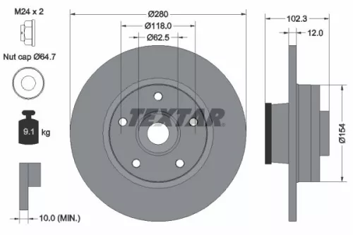 2x Textar Rear Solid Brake Discs Pair For Nissan Opel Renault Vauxhall Primastar