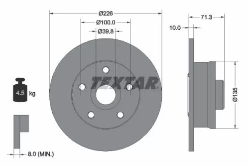 2x Textar Rear Solid Brake Discs Pair For Seat Vw Corrado Golf Passat Toledo Ven