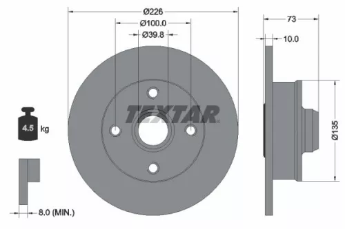 2x Textar Rear Solid Brake Discs Pair For Seat Vw Cordoba Cordoba Vario Corrado 