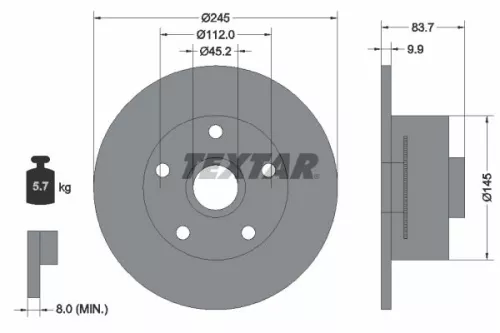 2x Textar Rear Solid Brake Discs Pair For Audi A4