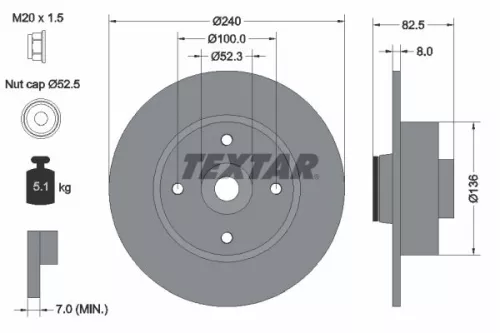 2x Textar Rear Solid Brake Discs Pair For Nissan Renault Clio Megane Modus / Gra