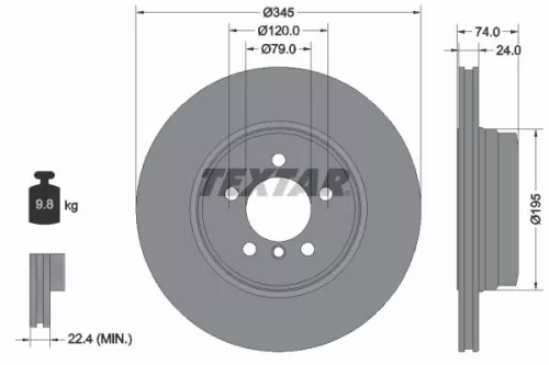 2x Textar Rear Vented Brake Discs Pair For Bmw 7 Series