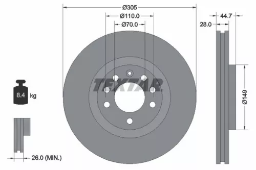 2x Textar Front Vented Brake Discs Pair For Fiat Croma