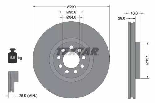 2x Textar Front Vented Brake Discs Pair For Iveco Daily