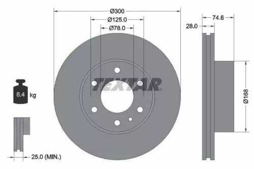 2x Textar Front Vented Brake Discs Pair For Iveco Daily