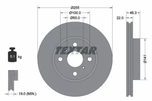 2x Textar Front Vented Brake Discs Pair For Daihatsu Mazda Perodua Scion Toyota 