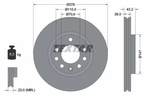 2x Textar Front Vented Brake Discs Pair For Opel Vauxhall Corsa