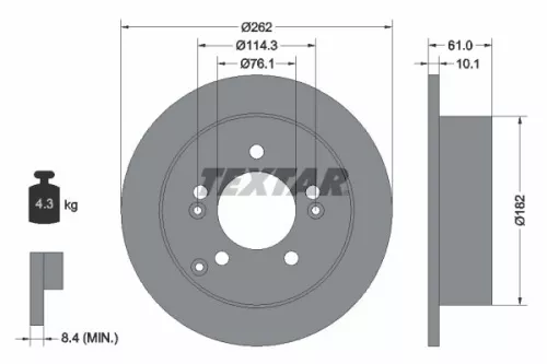 2x Textar Rear Solid Brake Discs Pair For Hyundai Hyundai (Beijing) Kia Kia (Dyk