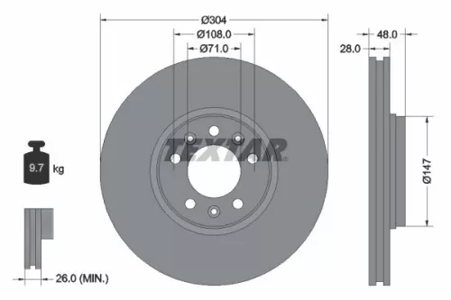 2x Textar Front Vented Brake Discs Pair For Citroën Fiat Peugeot Toyota 407 C5 E