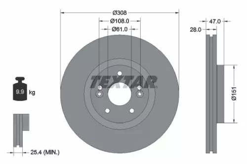 2x Textar Front Vented Brake Discs Pair For Renault Laguna