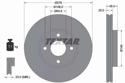 2x Textar Front Vented Brake Discs Pair For Ford Ford Australia Fiesta