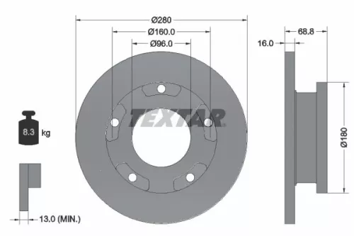 2x Textar Rear Solid Brake Discs Pair For Ford Ford Australia Transit Transit To