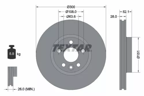 2x Textar Front Vented Brake Discs Pair For Ford Ford (Changan) Land Rover Volvo