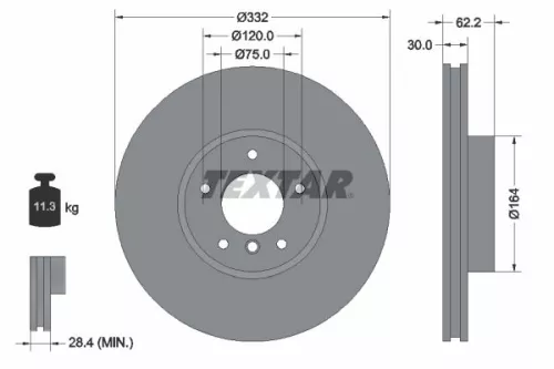 2x Textar Front Vented Brake Discs Pair For Bmw X5 X6