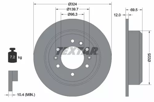 2x Textar Rear Solid Brake Discs Pair For Kia Carnival Carnival / Grand Carnival