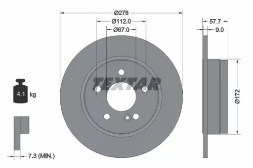 2x Textar Rear Solid Brake Discs Pair For Mercedes C-class