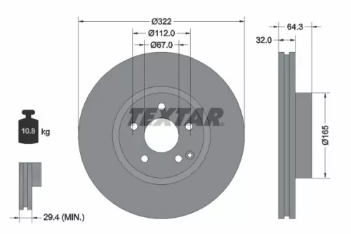 2x Textar Front Vented Brake Discs Pair For Mercedes Mercedes (Bbdc) C-class E-c
