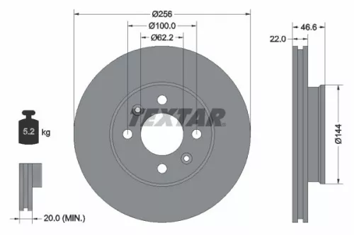 2x Textar Front Vented Brake Discs Pair For Dodge Hyundai Hyundai (Beijing) Kia 
