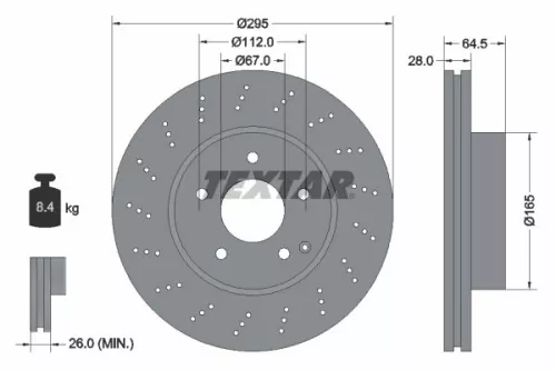 2x Textar Front Rear Perforated Brake Discs Pair For Mercedes Mercedes (Bbdc) C-