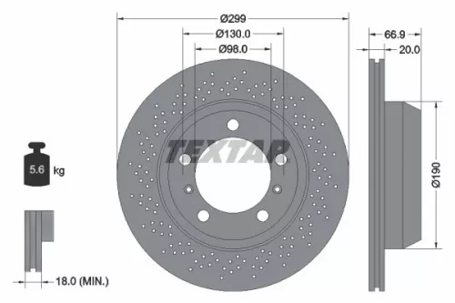2x Textar Rear Perforated Brake Discs Pair For Porsche 718 Boxster 718 Cayman Bo