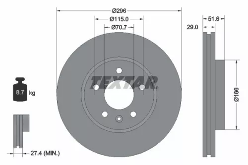 2x Textar Front Vented Brake Discs Pair For Chevrolet Chevrolet (Sgm) Daewoo Hol
