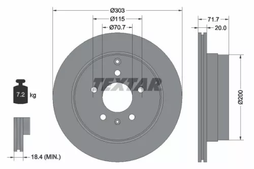 2x Textar Rear Vented Brake Discs Pair For Chevrolet Chevrolet (Sgm) Daewoo Hold