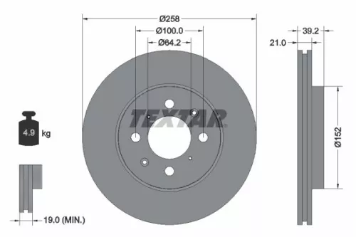 2x Textar Front Vented Brake Discs Pair For Honda City Jazz