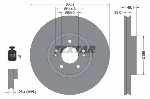 2x Textar Front Vented Brake Discs Pair For Hyundai Grand Santa Fé Ix55 Santa Fé