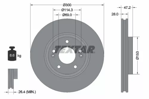 2x Textar Front Vented Brake Discs Pair For Hyundai Hyundai (Beijing) Kia Kia (D