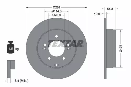 2x Textar Rear Solid Brake Discs Pair For Hyundai Hyundai (Beijing) Kia Kia (Dyk